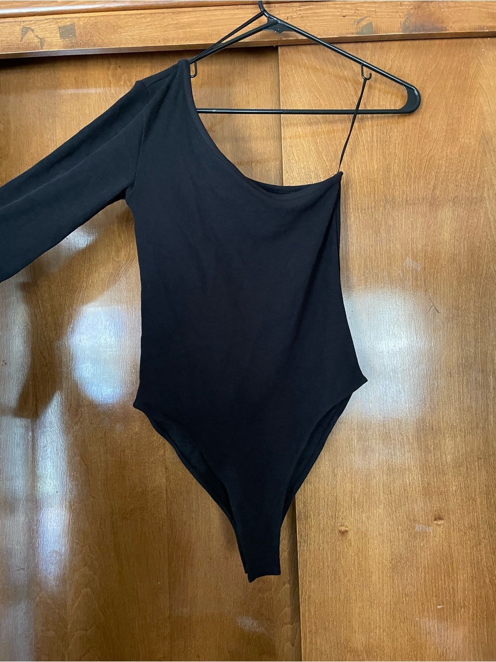 Zara Black Asymmetric One-Sleeve  Bodysuit